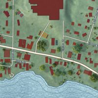 Second close-up of the map of Onekama, Michigan print showing more streets and buildings