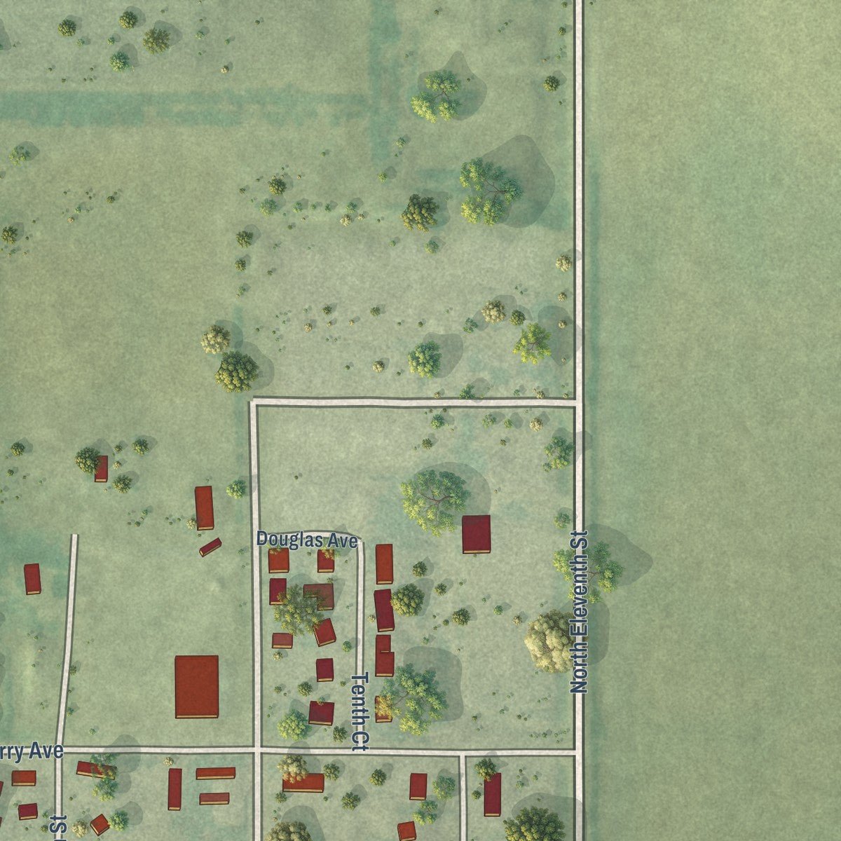 Second close-up of the map of Onida, South Dakota print showing more streets and buildings