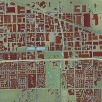Second close-up of the map of Ontario, California print showing more streets and buildings