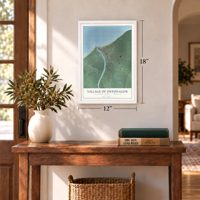 Ontonagon, Michigan map, 12 x 18 inch print in a white frame in an entryway