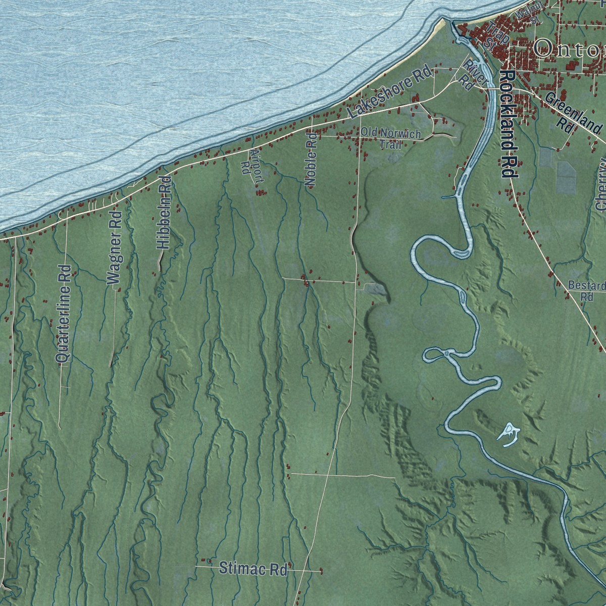 Second close-up of the map of Ontonagon, Ontonagon County, Michigan print showing more streets and buildings