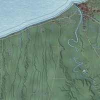 Second close-up of the map of Ontonagon, Ontonagon County, Michigan print showing more streets and buildings