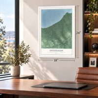 Ontonagon, Ontonagon County, Michigan map, 18 x 24 inch print in a white frame in a home office