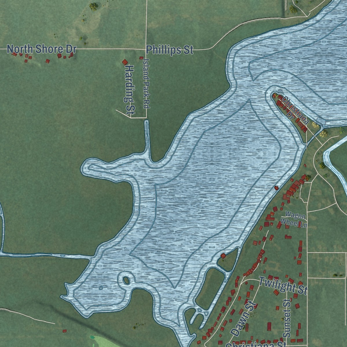Second close-up of the map of Ontwa, Michigan print showing more streets and buildings