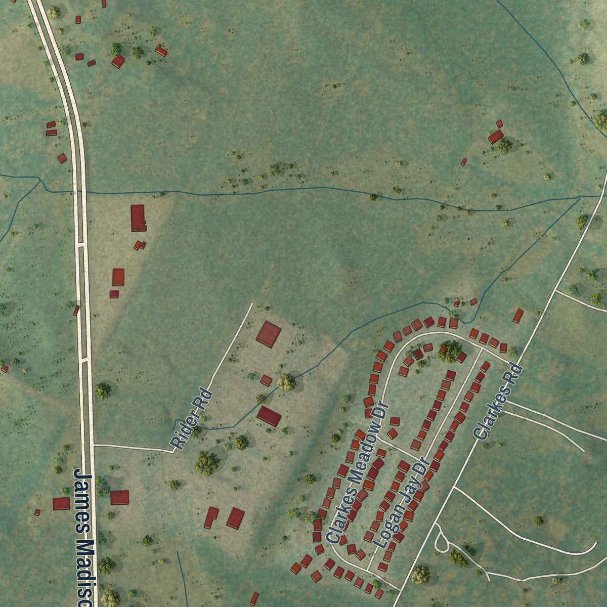 Second close-up of the map of Opal, Virginia print showing more streets and buildings
