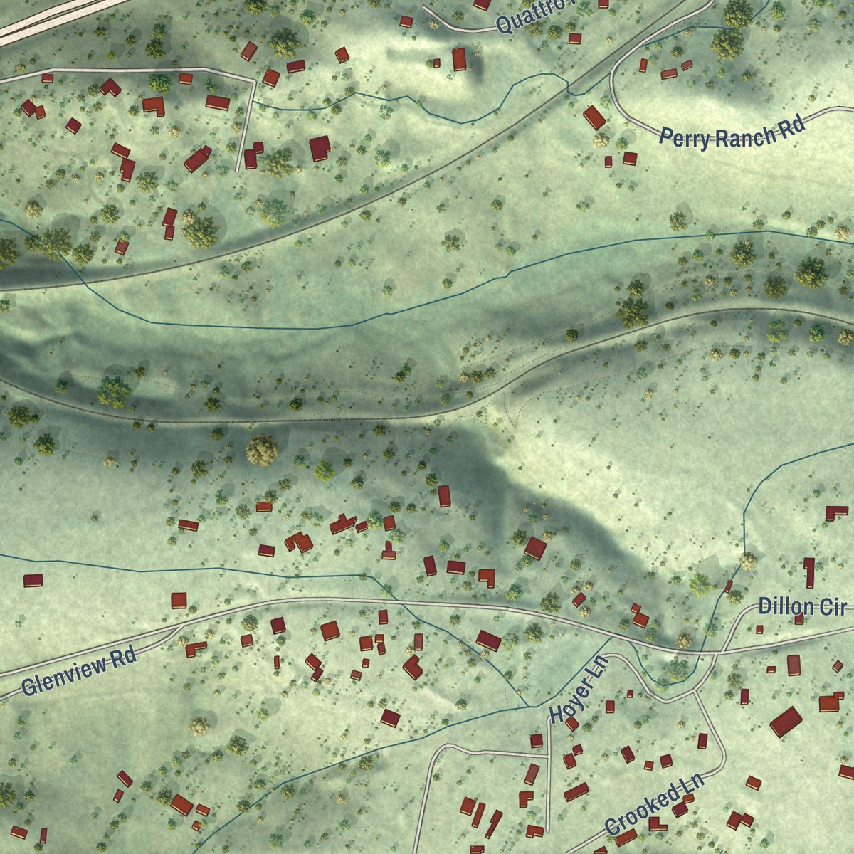 Second close-up of the map of Ophir, California print showing more streets and buildings
