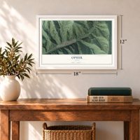 Ophir, Utah map, 12 x 18 inch print in a white frame in an entryway