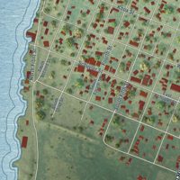 Second close-up of the map of Oquawka, Illinois print showing more streets and buildings
