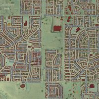 Second close-up of the map of Oquirrh, Utah print showing more streets and buildings