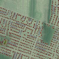Second close-up of the map of Oradell, New Jersey print showing more streets and buildings