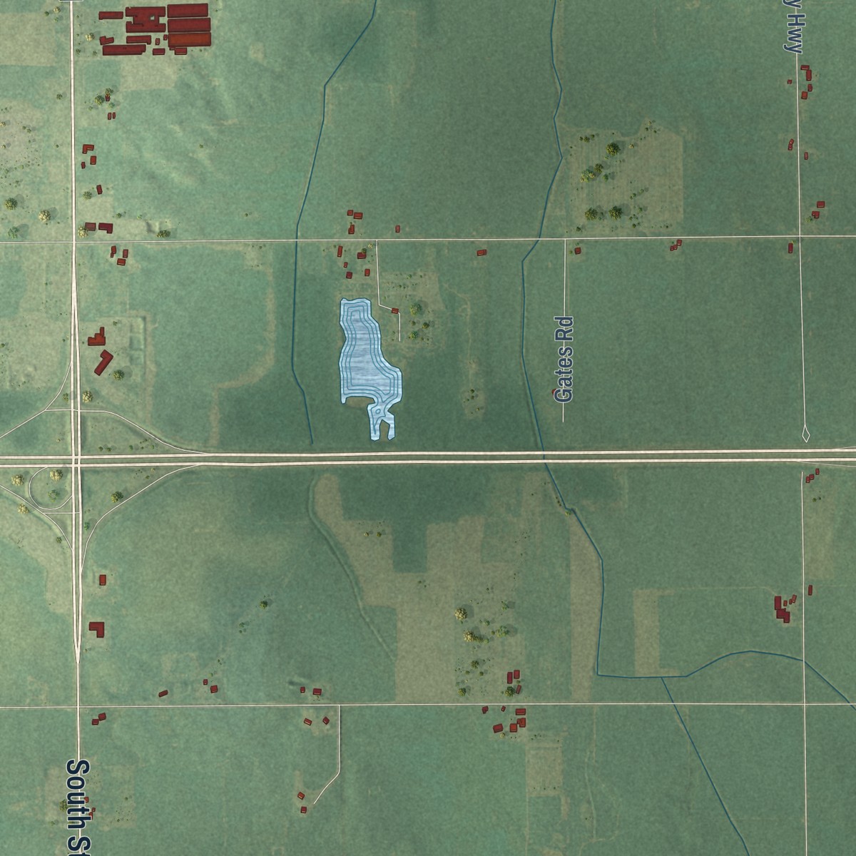 Second close-up of the map of Orange, Ionia County, Michigan print showing more streets and buildings