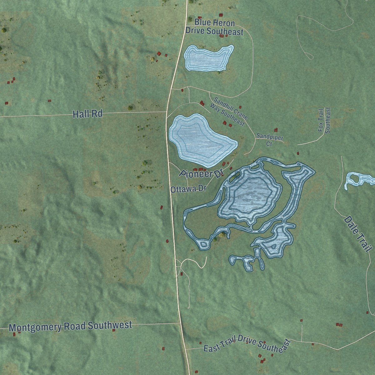 Second close-up of the map of Orange, Kalkaska County, Michigan print showing more streets and buildings