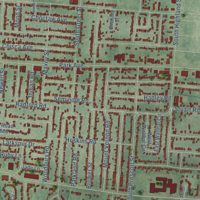 Second close-up of the map of Orange Mound, Tennessee print showing more streets and buildings