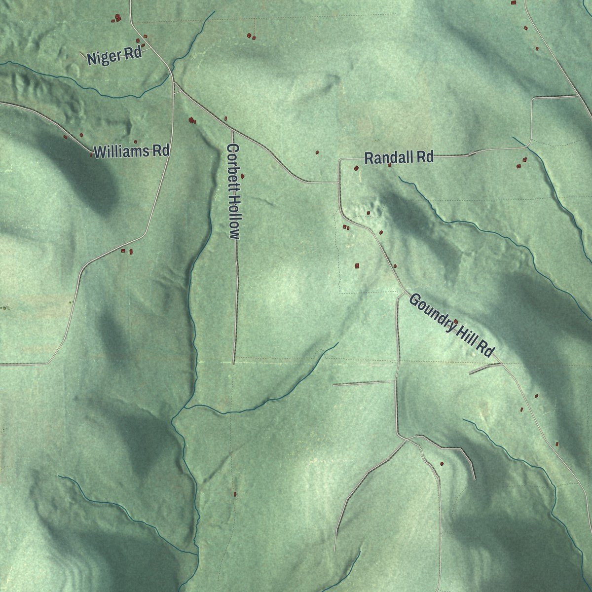 Second close-up of the map of Orange, New York print showing more streets and buildings