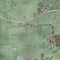 Second close-up of the map of Orange, Texas print showing more streets and buildings