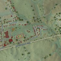 Second close-up of the map of Orange, Virginia print showing more streets and buildings