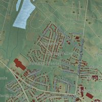 Second close-up of the map of Orangeburg, South Carolina print showing more streets and buildings