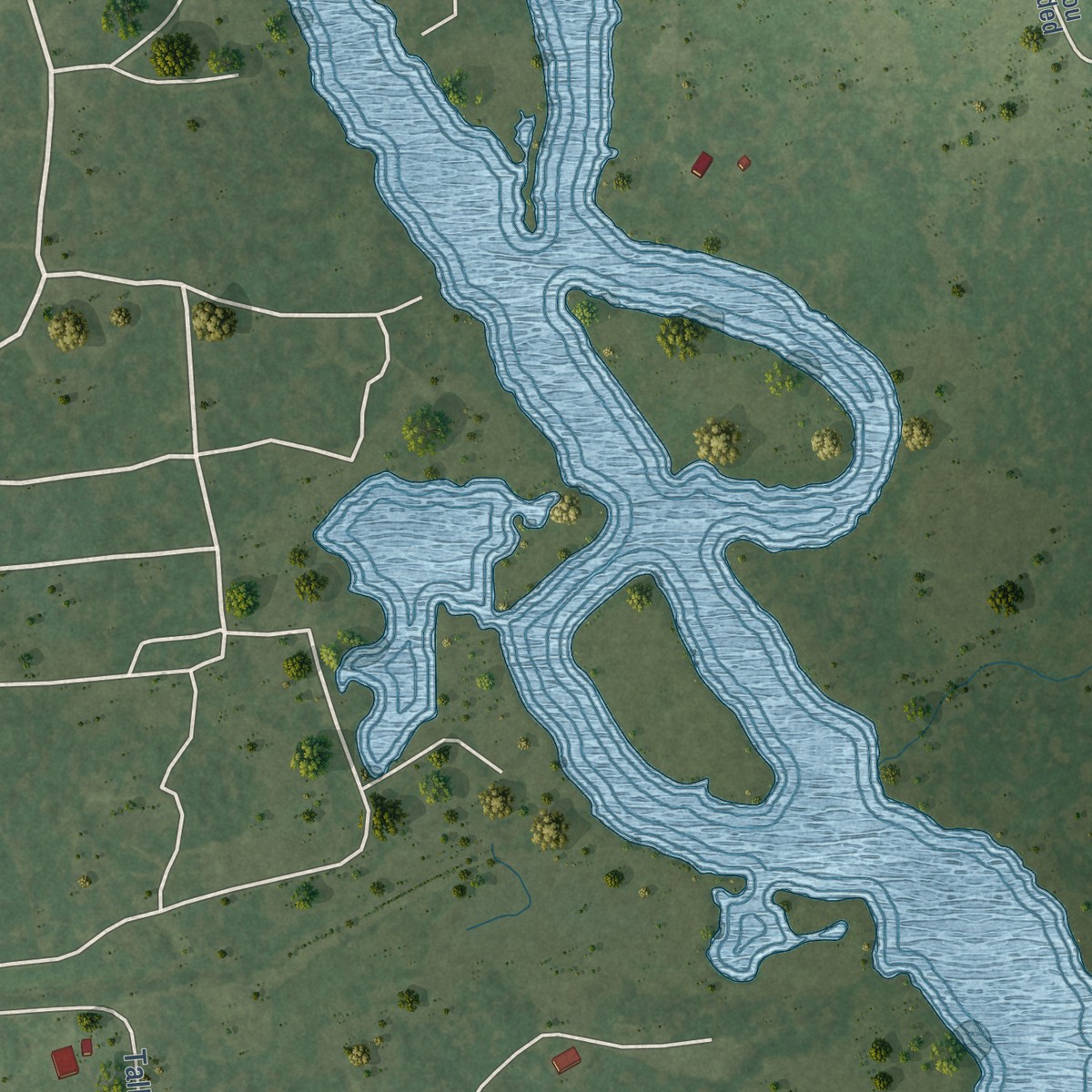 Second close-up of the map of Orangefield, Texas print showing more streets and buildings
