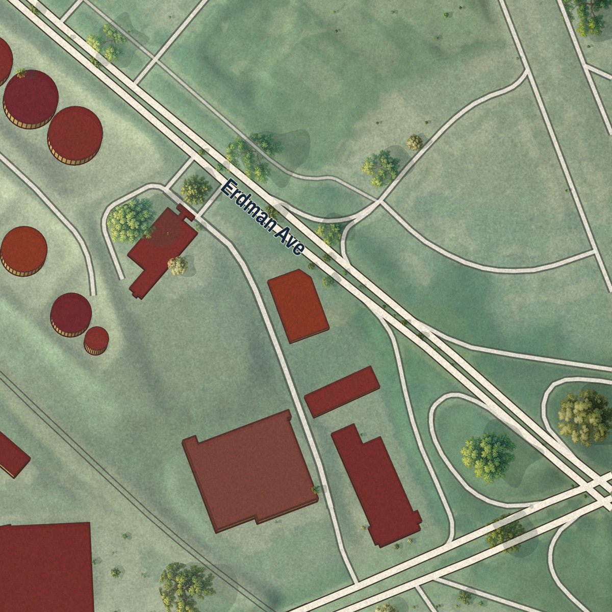 Second close-up of the map of Orangeville, Maryland print showing more streets and buildings