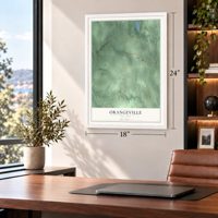 Orangeville, New York map, 18 x 24 inch print in a white frame in a home office