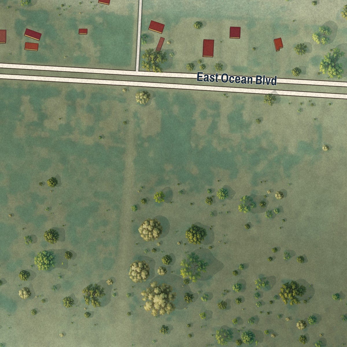 Second close-up of the map of Orason, Texas print showing more streets and buildings