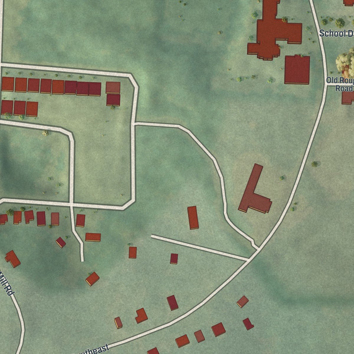 Second close-up of the map of Orchard Knob, Georgia print showing more streets and buildings