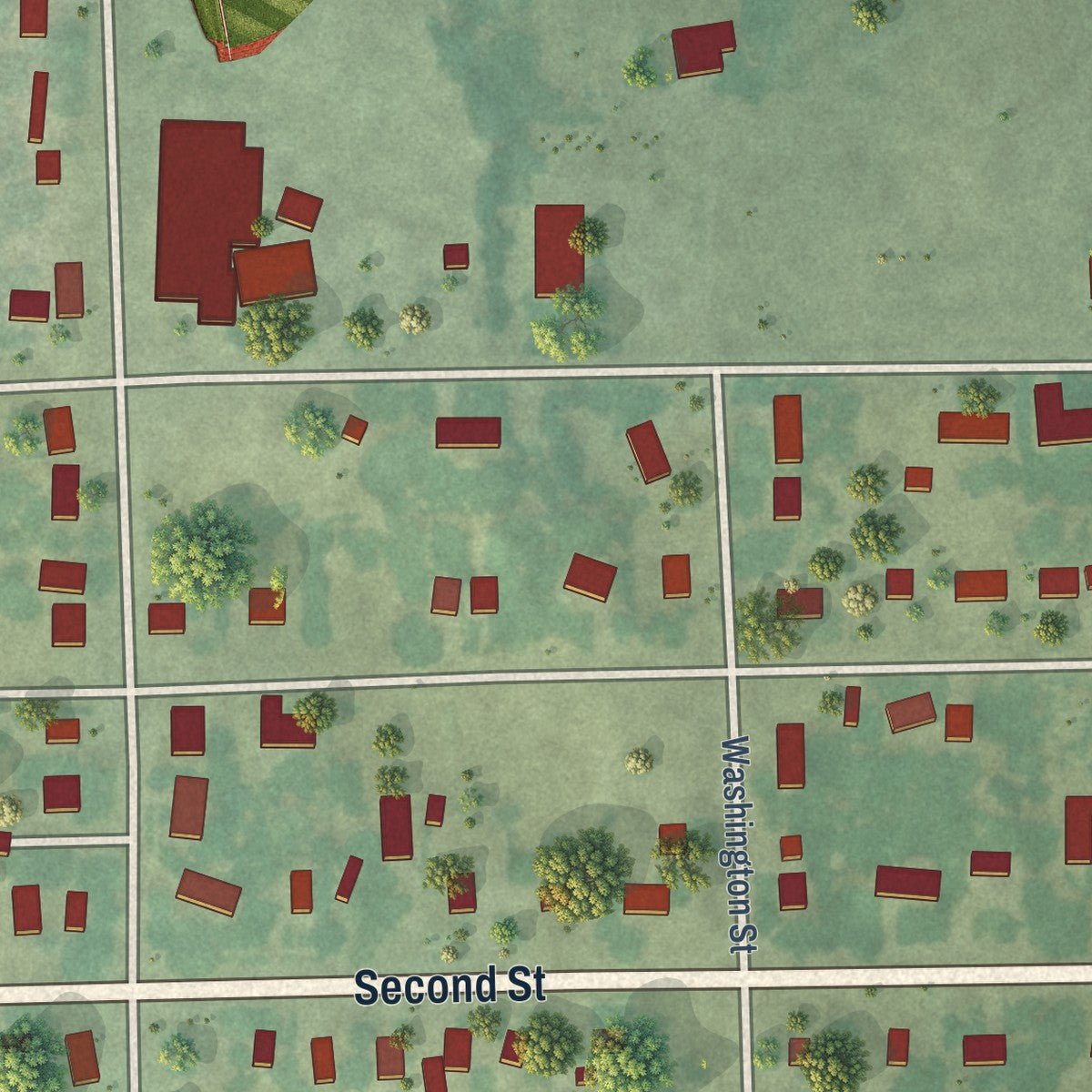 Second close-up of the map of Orchard, Nebraska print showing more streets and buildings