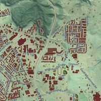 Second close-up of the map of Oregon City, Oregon print showing more streets and buildings