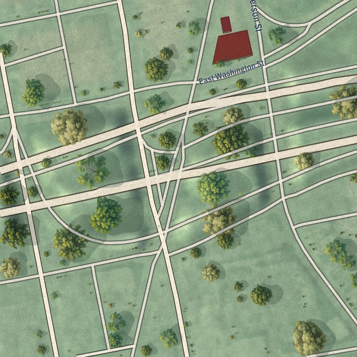 Second close-up of the map of Oregon District, Ohio print showing more streets and buildings
