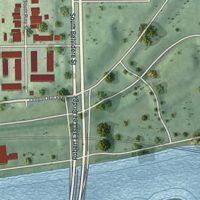 Second close-up of the map of Oregon Hill, Virginia print showing more streets and buildings