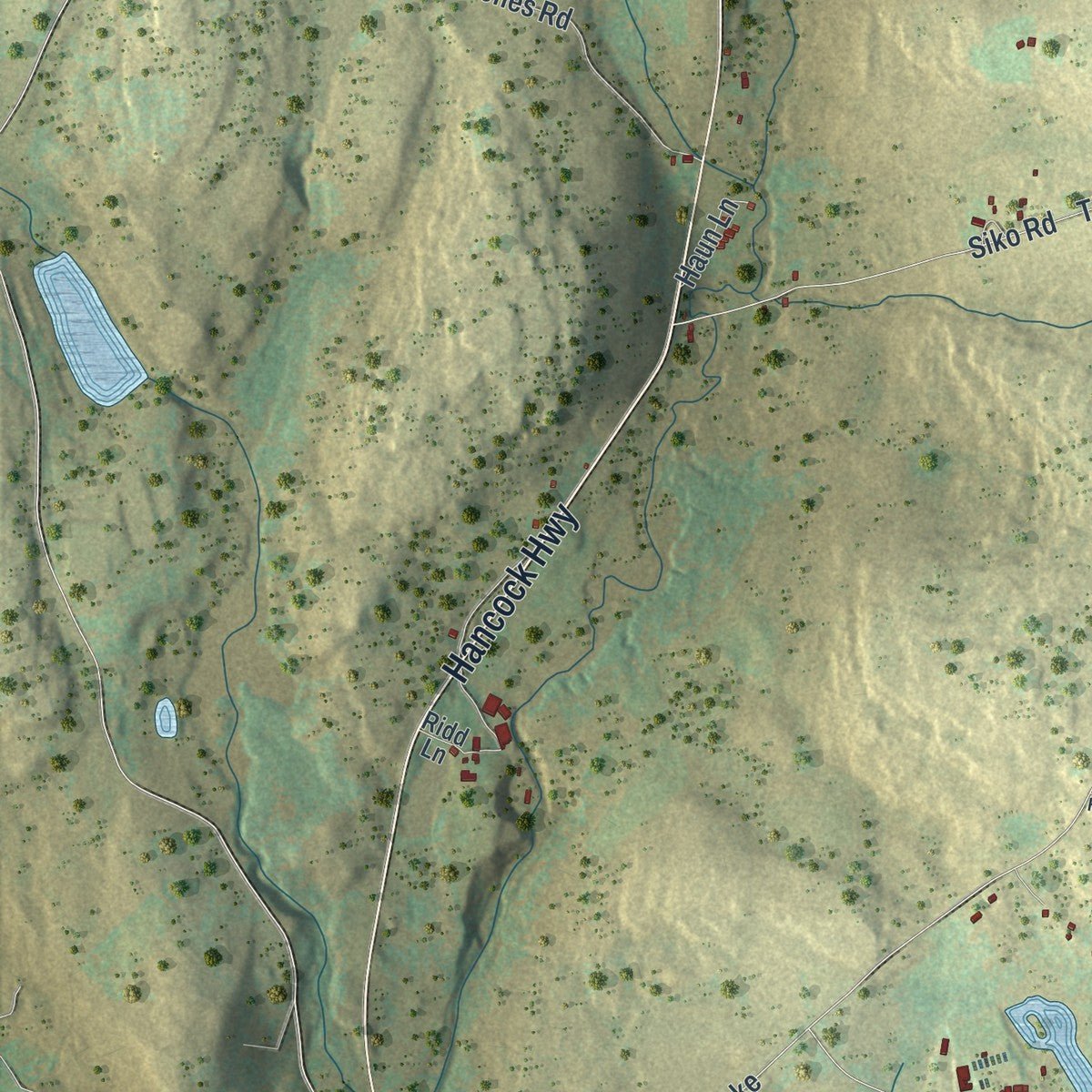 Second close-up of the map of Oregon, Pennsylvania print showing more streets and buildings