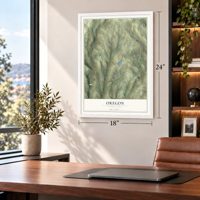 Oregon, Pennsylvania map, 18 x 24 inch print in a white frame in a home office