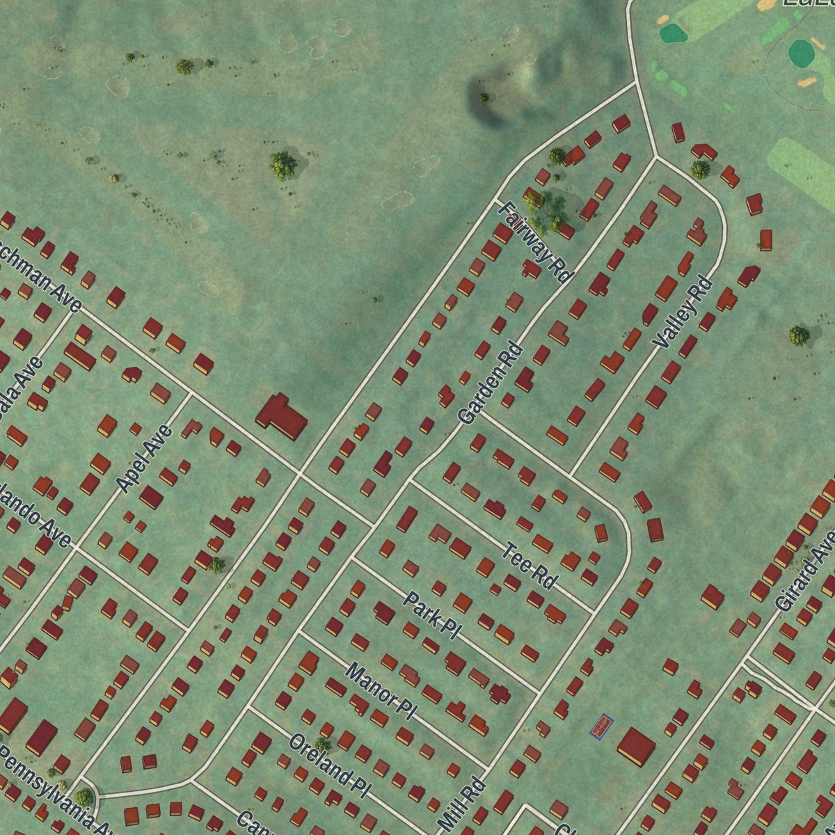Second close-up of the map of Oreland, Pennsylvania print showing more streets and buildings