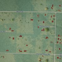 Second close-up of the map of Oretta, Louisiana print showing more streets and buildings