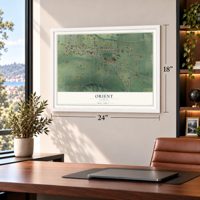 Orient, Oregon map, 18 x 24 inch print in a white frame in a home office