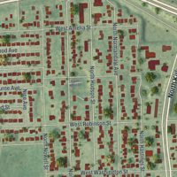 Second close-up of the map of Orlovista, Florida print showing more streets and buildings