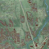 Second close-up of the map of Ormond Beach, Florida print showing more streets and buildings