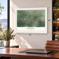 Oronogo, Missouri map, 18 x 24 inch print in a white frame in a home office