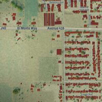 Second close-up of the map of Orosi, California print showing more streets and buildings