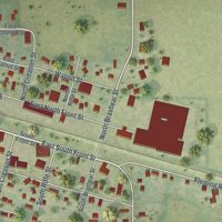 Second close-up of the map of Orrick, Missouri print showing more streets and buildings
