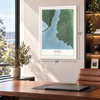 Osage, Oklahoma map, 18 x 24 inch print in a white frame in a home office