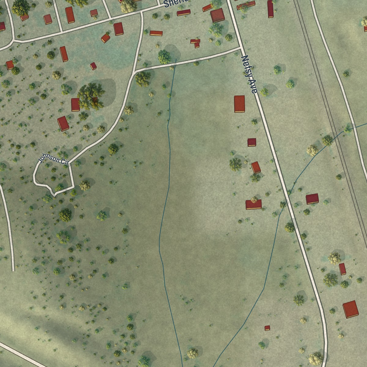 Second close-up of the map of Osage, Wyoming print showing more streets and buildings