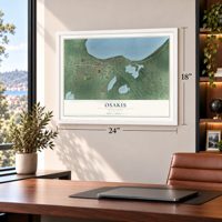 Osakis, Minnesota map, 18 x 24 inch print in a white frame in a home office
