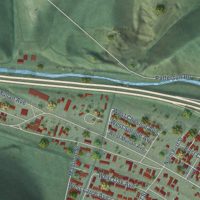 Second close-up of the map of Osburn, Idaho print showing more streets and buildings