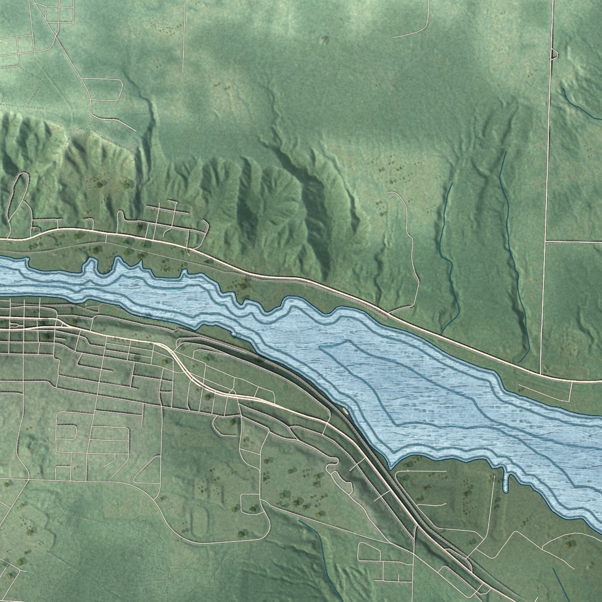 Second close-up of the map of Osceola, Houghton County, Michigan print showing more streets and buildings