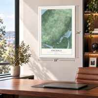 Osceola, Houghton County, Michigan map, 18 x 24 inch print in a white frame in a home office