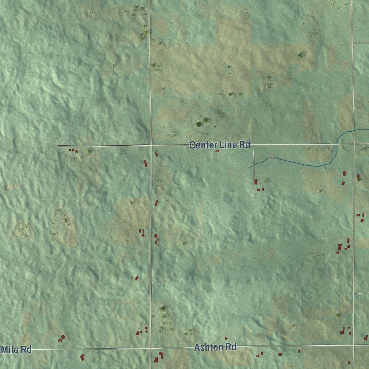 Second close-up of the map of Osceola, Osceola County, Michigan print showing more streets and buildings