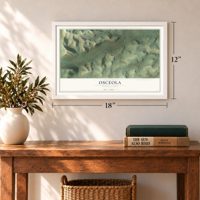 Osceola, Pennsylvania map, 12 x 18 inch print in a white frame in an entryway
