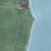 Second close-up of the map of Oscoda, Michigan print showing more streets and buildings
