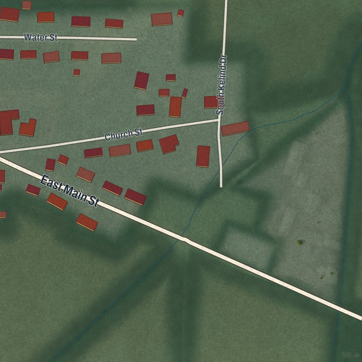 Second close-up of the map of Osgood, Ohio print showing more streets and buildings